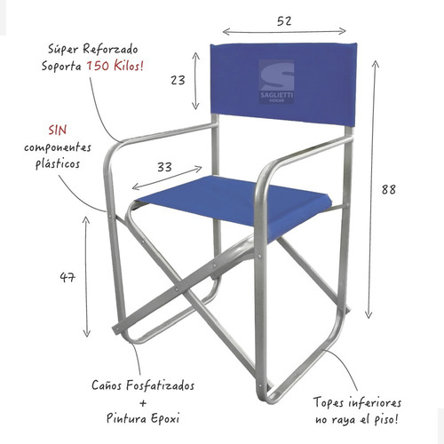 Imagen 5 de 9 de Sillon Director Hierro Oval Super Reforzado 150 Kilos X2 Uni