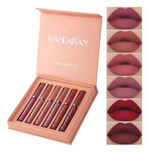 Kit 6 Batons Liquido Matte Longa Duração Cosmético Terracota A