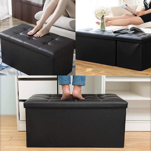 Banqueta Baul Puff Baul Negro 76x38 Organizador Puff Sillon