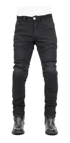 Pantalon Jean Moto Con Protecciones Negro Denim Four Stroke