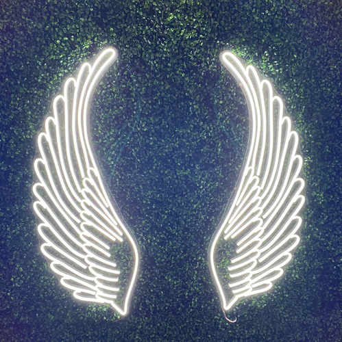 Painel Neon Led - Par De Asas De Anjo 100x45cm