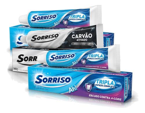 Pasta Creme Dental Sorriso 180g 2un Sorriso Carvão 60g 1un