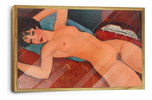 Cuadro De Madera Con Poster Desnudo Reclinado Modigli45x70cm