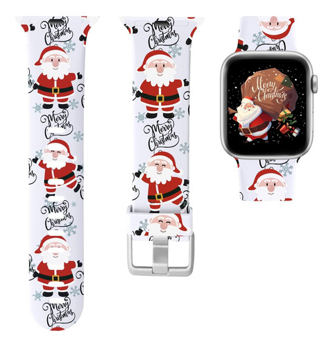 Correa Navideña Para Apple Watch 42/44/45/49 Santa Claus M/l