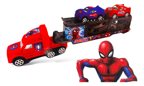 Camion Spiderman A Friccion Super Con 2 Autitos Original 