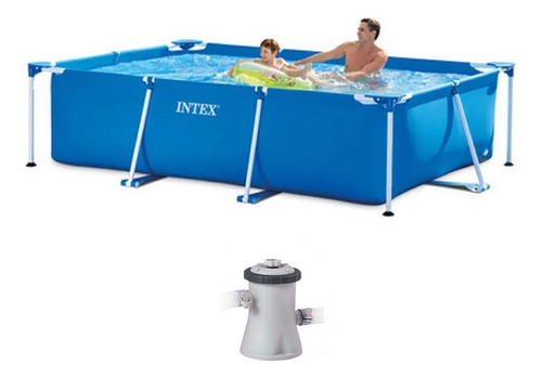 Piscina Estrutural Retangular 2.282 Litros Com Filtro Intex