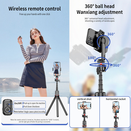A 63.8 Cm Selfies Stick Con Trípode Bluetooth Control Remoto