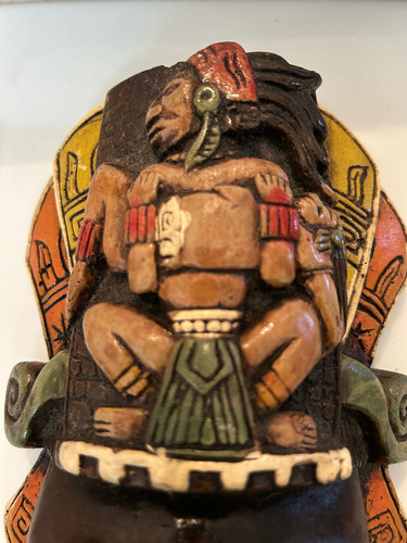Máscara Azteca De 20 Cm Hecha En Cerámica Marrón (Usado)