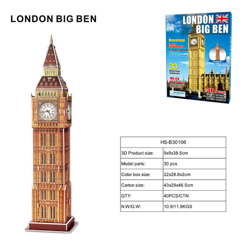 Rompecabezas 3d Edificios Fama Mundial-england El Big Ben
