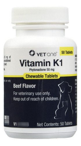 Tabletas Masticables Vitamina K1 50 Mg 50 Tabletas Carne