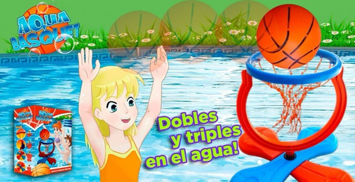 Imagen 5 de 10 de Aro Basquet Agua Pileta Waterpolo + Pelota Aqua Juegosol