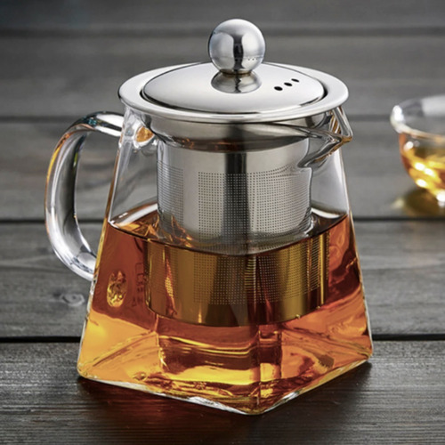 Imagen 2 de 10 de Tetera De Vidrio Transparente Con Infusor Y Tapa 750ml