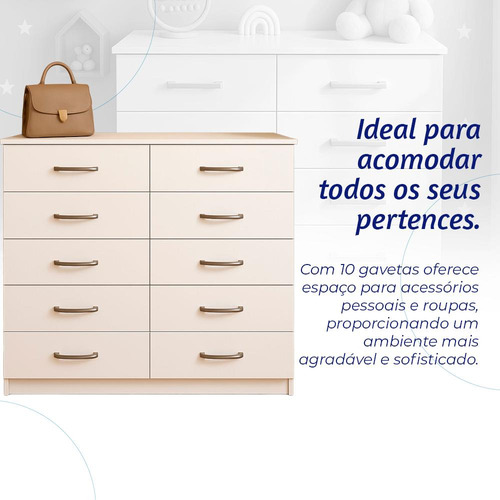 Closet Lisboa Com Cômoda Marbela 12 Gavetas Evidência