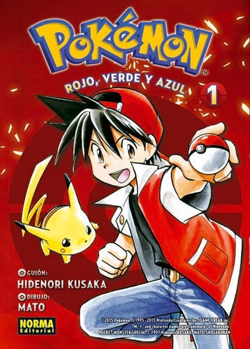 Manga Pokemon Red, Green Y Blue Tomo 01 - Editorial Norma