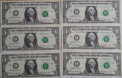Dólares Seis (6) Consecutivos De 1 U$s Año 2009
