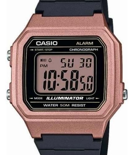 Reloj Casio Digital W-217hm-5av 50m Resina Caucho Color de la malla Negro Color del bisel Dorado