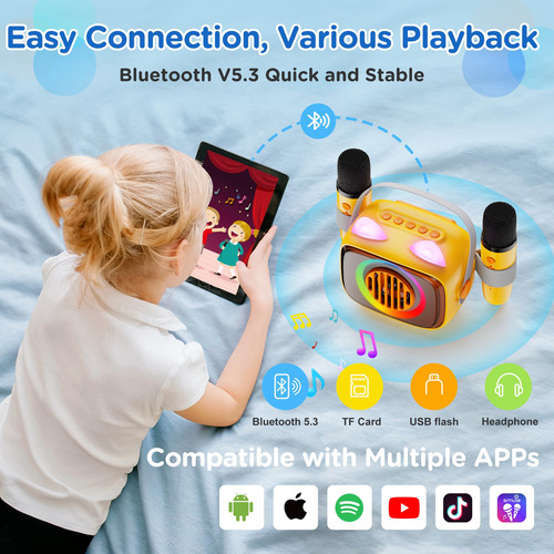 Máquina De Karaoke Bigasuo Para Niños Con 2 Micrófonos Inalá