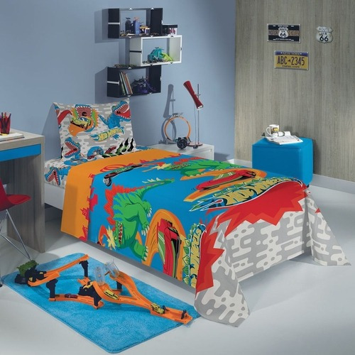 Jogo De Cama Infantil 2 Peças Microfibra Hot Wheels