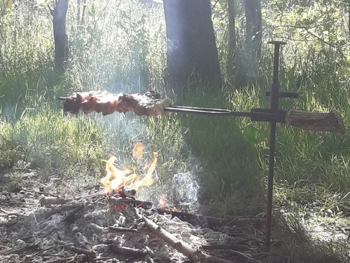 Asador Pinche A La Llama Mango De Asta De Ciervo Artesanal