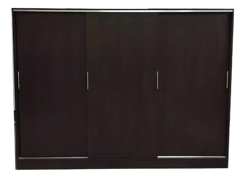 Armário de móveis Hedi 1,80 M 240 x 180 em melamina de cor wengué com 3 portas deslizantes