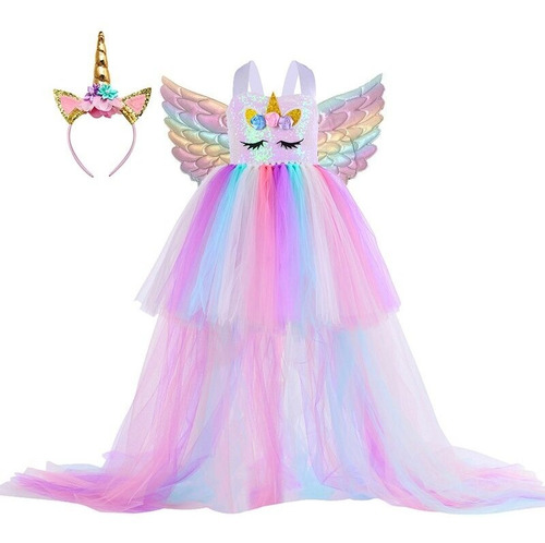 Disfraz De Unicornio Para Niñas En Colores Pastel, Vestido L