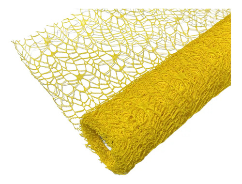 Rollo De Malla Tela Telaraña Ramo Flores Papel Coreano 3028 Amarillo Telaraña