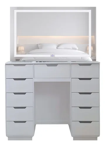 comprar Penteadeira Com Corrediça Espelho E Banqueta De Led