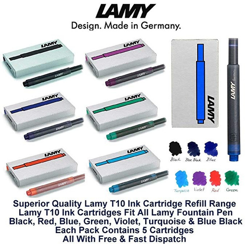Lamy T10 Color Clasificado Paquete Pluma Cartuchos De Tinta 