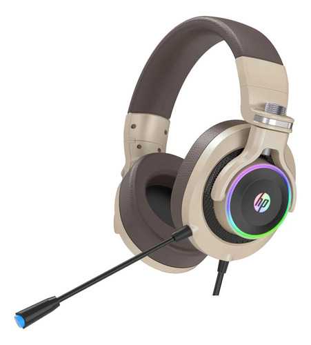 Auriculares Headset H500 Hp Gamer C/ Mic 3.5mm Luces Rgb Color Dorado