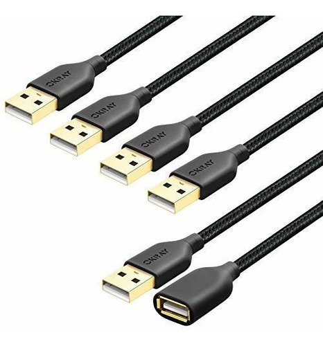 Okray De 5 Paquetes De Nylon Trenzado Usb 2.0 Cable De Exten