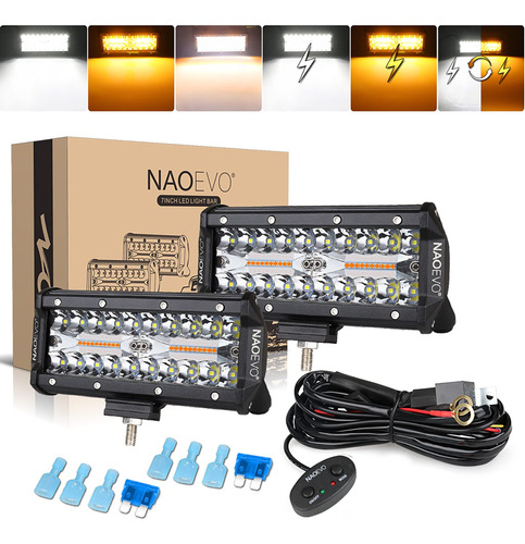 Naoevo - Barra De Luz Led Con Kit De Arnes De Cableado, 2 Ca