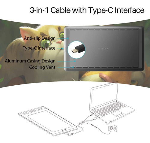Imagen 5 de 7 de Tablet Digitalizadora De Dibujo Huion Kamvas Pro 13 Gt-133