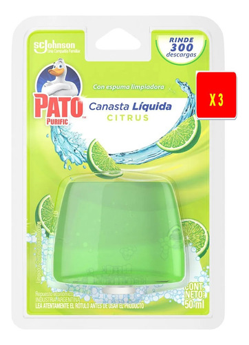 Canasta Liquida Pato Citrus Repuesto X 3 Unidades