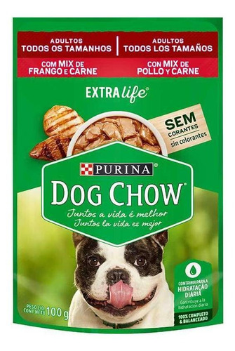 Ração Úmida Dog Chow Cães Adultos Mix De Frango E Carne 100g