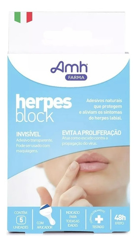 Herpes Block - Adhesivo Curativo P/ Herpes Labial. Invisible