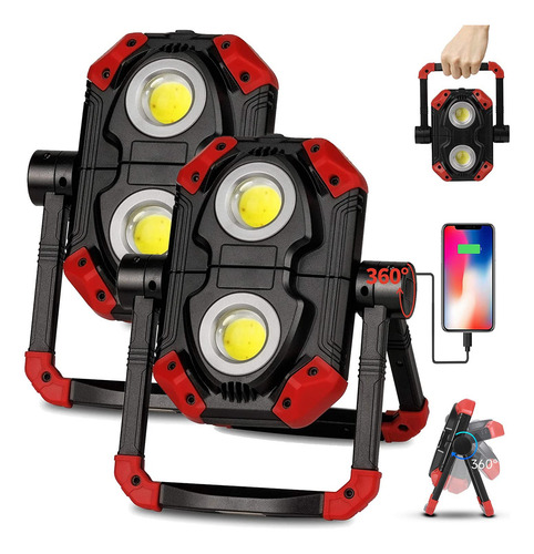 Luz Led Cob Recargable 2500lm Plegable Portátil Con Base Mag