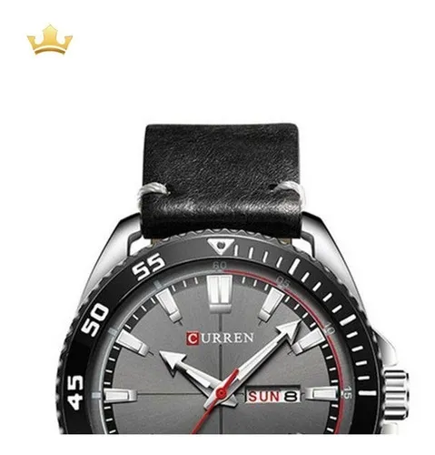 Reloj Skmei Curren 8272 para hombre negro con bisel plateado