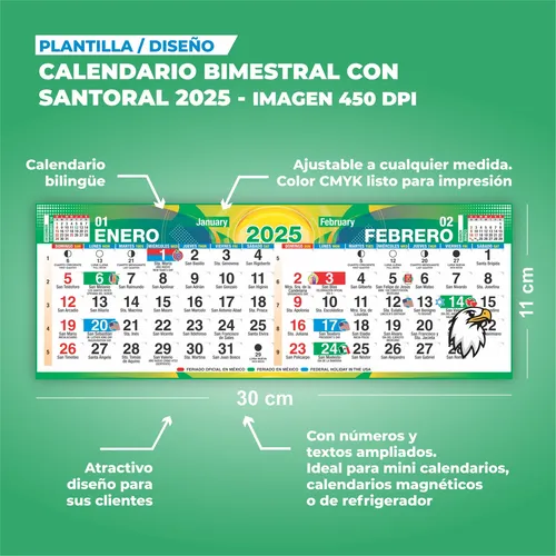 Calendario Bimestral Santoral 2025 Para Imprimir en venta en Victoria Tamaulipas por sólo 149.