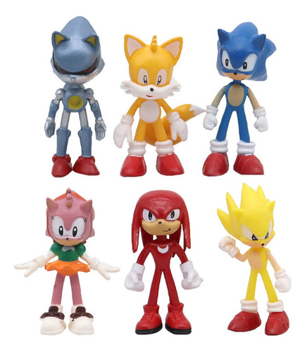 6 Unidades/conjunto De Bonecos De Ação Sonic The Hedgehog