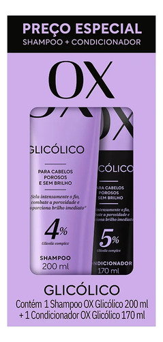 Shampoo E Condicionador Ox Glicólico Para Cabelos Sem Brilho