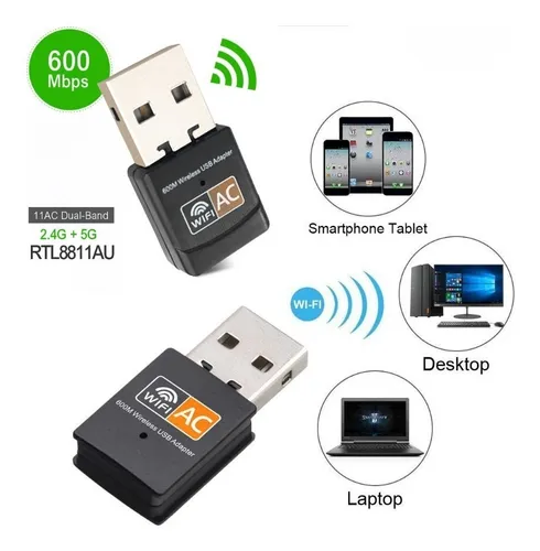 Adaptador Wifi Doble Banda 2.4 / 5 Ghz Usb 600 Mbps