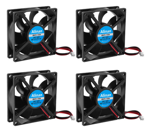 Alinan 4pcs 8025 12v Fan 3.150x3.150x0.984 In 2-pin Manga Ro