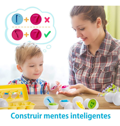 Juego Didáctico De Huevos De Colores Y Formas, 12 Piezas