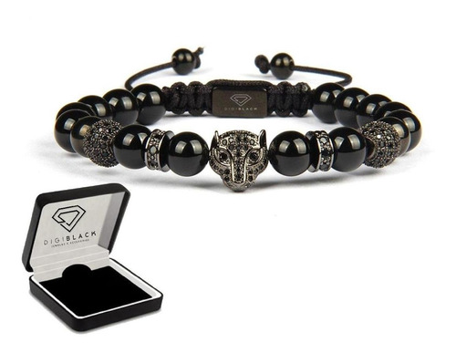 Pulsera Hombre Mujer Jaguar Black Y Incrustación De Zirconia