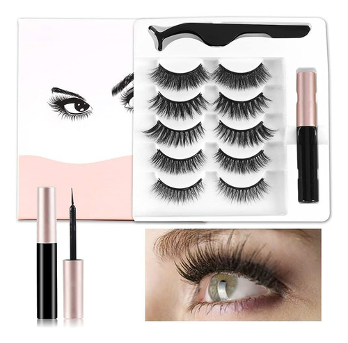 Kit 20 Pestañas Postizas Magnéticas Delineador Natural Ojos