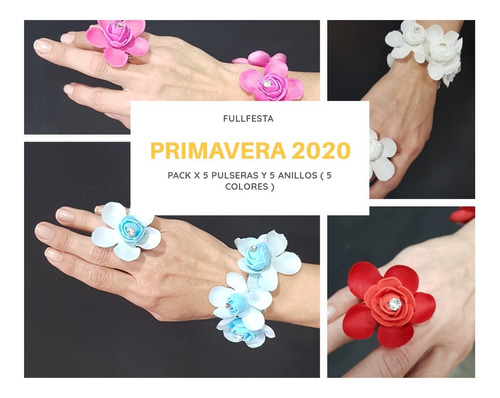 Kit Pulsera Y Anillo Con Flores (precio X 5 Kits) .  2013