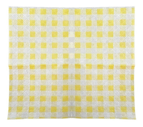 Guardanapo De Papel Xadrez Amarelo 20cm X 21cm - 50 Unidades