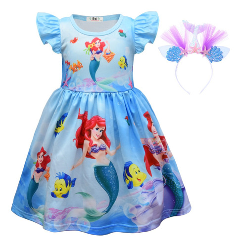 A Disfraz De Princesa Sirena Ariel Para Niñas Casual Verano