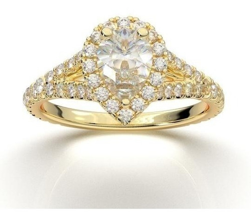 Anel De Ouro18k Halo Feminino Solitario Vintage Aberto Luxo
