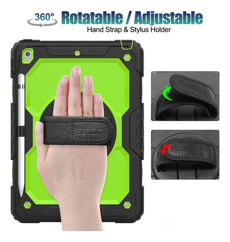 Funda Protectora Cuerpo Completo Verde-negro Para iPad 9 Gen